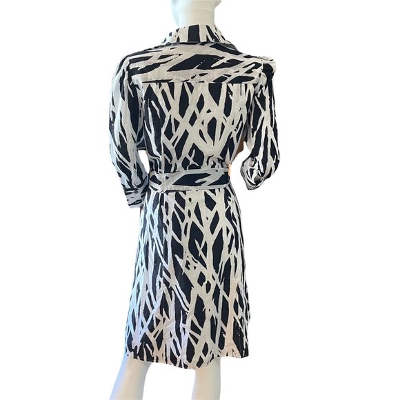 Diane Von Furstenberg Black and White Print Dress Size 6 - Picture 5 of 7